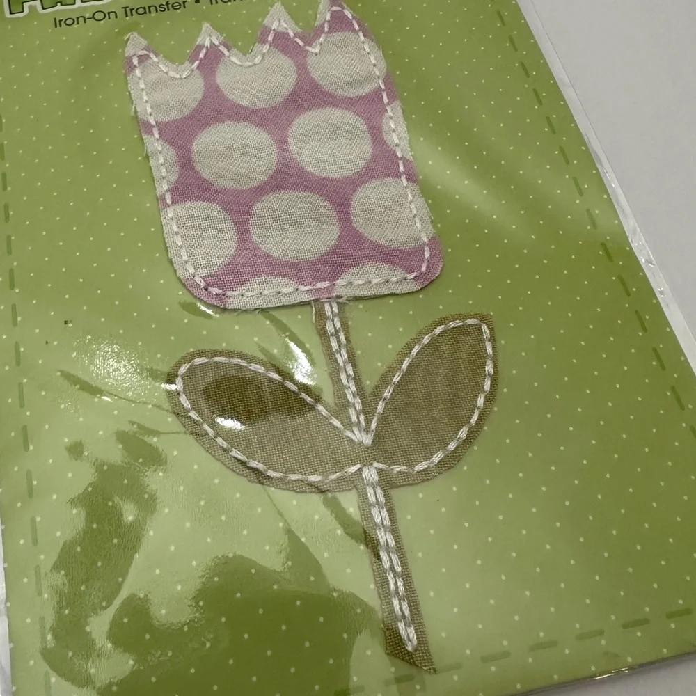 Plaid Brand Fabric Iron-On Transfer 2008 Pink Dot Tulip & Multi Dot Monster